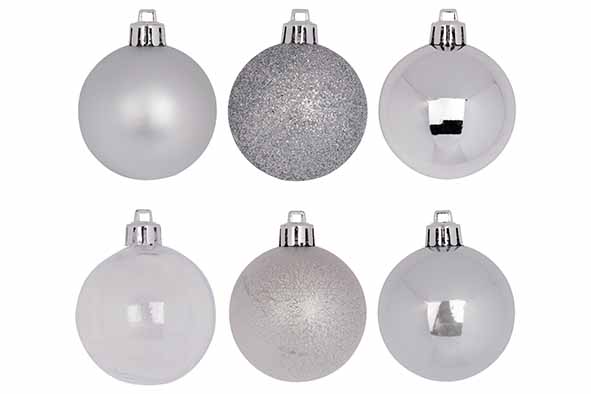 Xmas-Kugeln 48er-Set Silber Mix Ø 6 cm