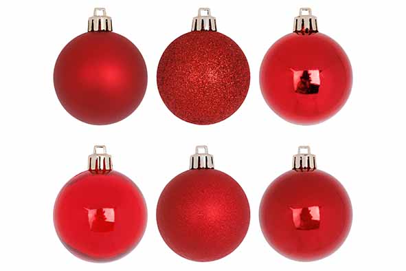 Xmas balls set of 48 red mix Ø 6 cm