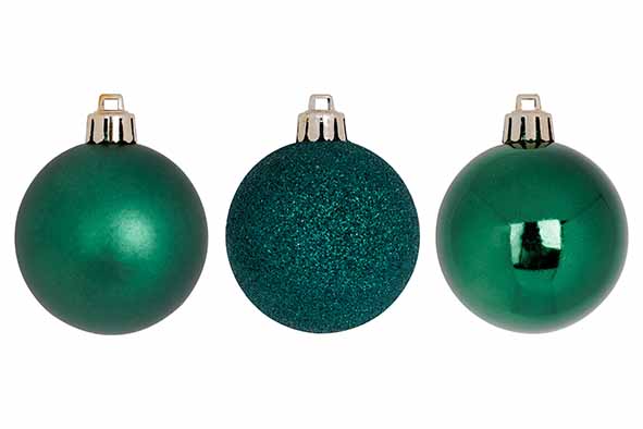 Kerstbal donkergroen mix set van 12, Ø 6 cm