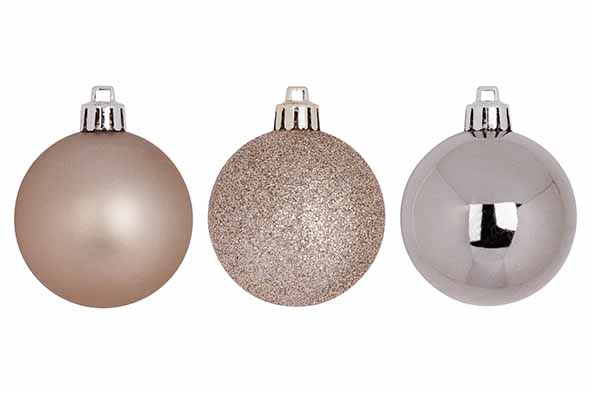 Kerstbal set van 12 mix champagne Ø 6 cm kunststof