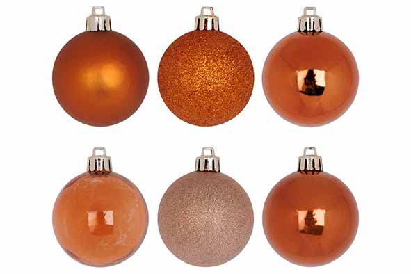 Kerstbal, set van 48, mix kaneel, Ø 6 cm, kunststof