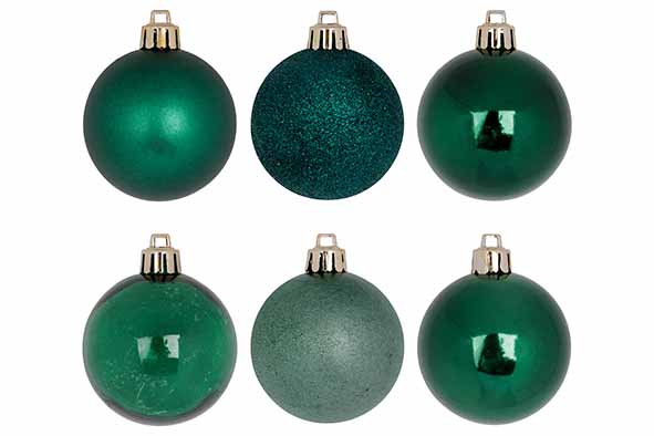 Set van 48 kerstballen mix donkergroen Ø 6 cm kunststof