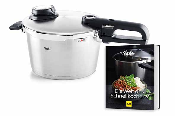 Vitavit Premium snelkookpan, D22 cm, 4,5 l, met inzet en kookboek Duits