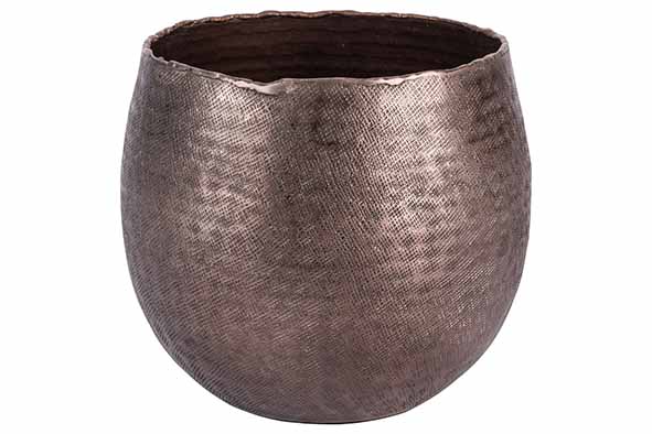 Tealight holder Indi brown 16 x 16 x H13 cm round aluminium