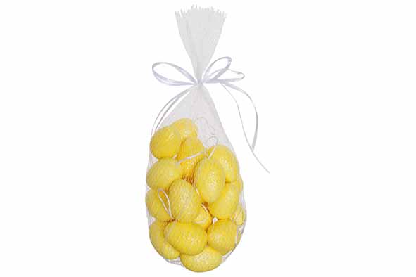 Set of 24 glittered Easter eggs, yellow, H 4 cm, polyester