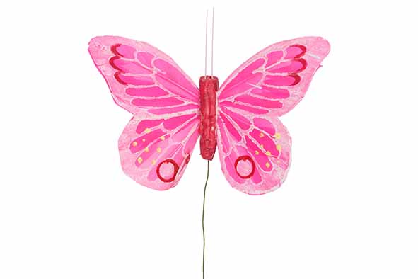 Vlinder set van 12 fuchsia 11 x 8 x 3 cm