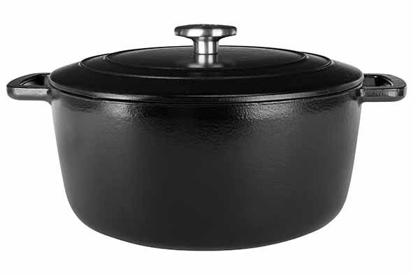 Fontestic kookpot met deksel, gietijzer, 4,6 l, Ø 24 cm, zwart