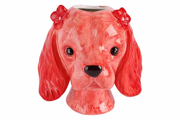 Bloempot dog rood 19,5 x 17 x 18,3 cm dolomiet