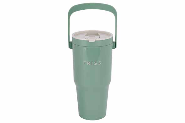 Friss Isoleren drinkbeker groen PP 0,8 l dubbelwandig met handvat