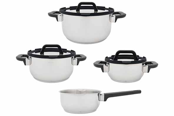 Cascade Kochtopfset 7-teilig 16-20-24 cm mit Schüttrand und Sossenpfanne 16 cm
