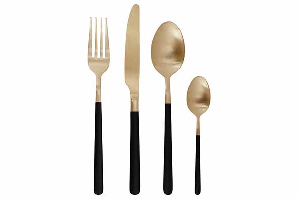 Olivia bestekset 16-delig champagne-black 18/0