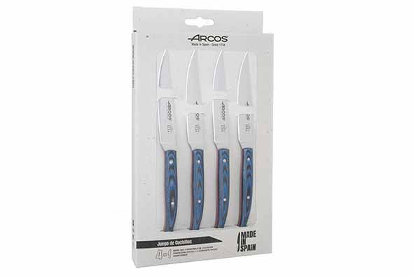 The Origin Steakmesser 130 mm 4er-Set blauer Micarta-Griff