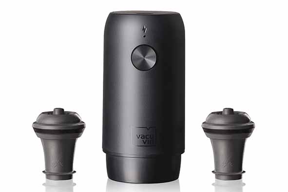 Set van 3 elektrische wine saver met 2 vacuüm flessenstoppers, zwart