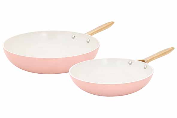Elegance braadpannenset 2 roze Ø 24 en 28 cm