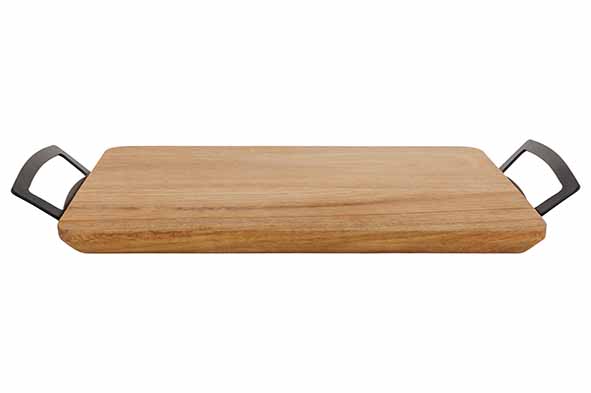SERVEERPLANK RECHTHOEKIG 30X20CM ACACIA - MET HANDVATEN