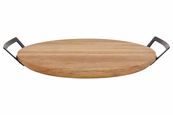 Serveerplank rond acacia Ø 30 cm met handvatten