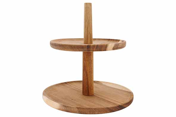 Etagère rond acacia 2 lagen Ø 22 x 23,5 cm