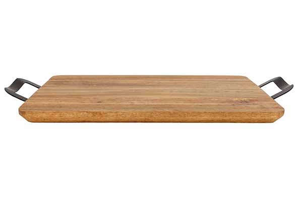 SERVEERPLANK RECHTHOEKIG 35X25CM ACACIA - MET HANDVATEN