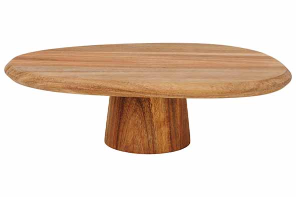 PRESENTATIEBORD OVAAL 30X25CM OP VOET ACACIA
