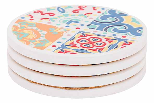 Onderzetters set van 4 rond steengoed Ø 10 cm