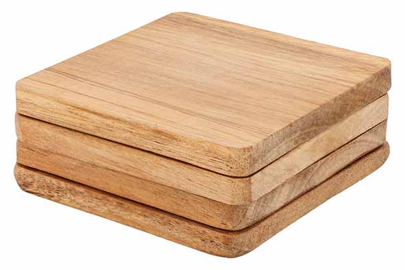 Onderzetter acacia, set van 4 10,6 x 10,6 cm