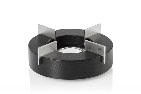 Tuto warmhouder zwart Ø 14,5 x h 5,5 cm essenhout