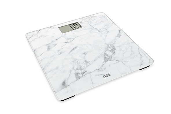 Digitale personenweegschaal amina marble white 30 x 30 cm - 1x cr2032 - lcd display