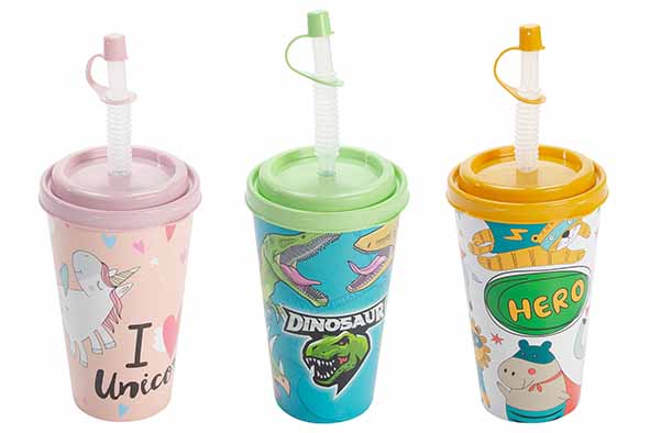 Sapporo Fantasy Animals Trinkbecher 0,56 l mit Deckel und Trinkhalm D8,7xH22,7cm