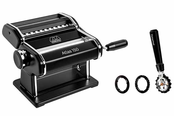 Atlas set de pâtes, machine à pâtes noire 150 mm et coupe-pâtes