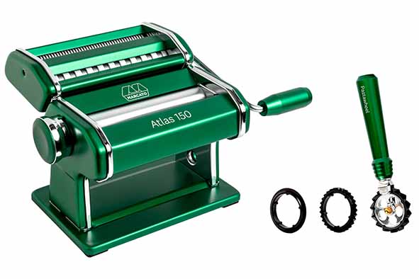Atlas pastaset, pastamachine groen 150 mm en pastasnijder