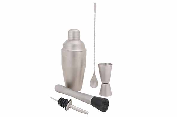 Barware Vintage set van 5 baraccessoires zilver