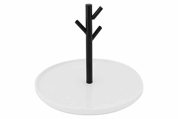 Pyramid etagère 1 laag, porselein, wit-zwart, Ø 27 cm