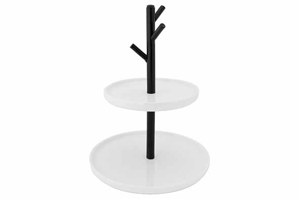 Pyramid Etagere Ø 23,5 x H 31,5 cm, 2 Ebenen, Porzellan weiß-schwarz