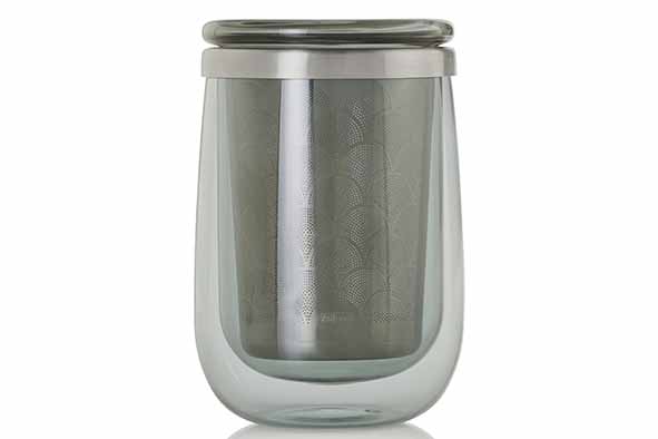 Yuna theeglas grijs 40 cl met filter Ø 9 x h 13,5 cm