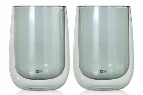 Theeglas 40 cl set van 2 grijs Ø 9 x h13,5 cm