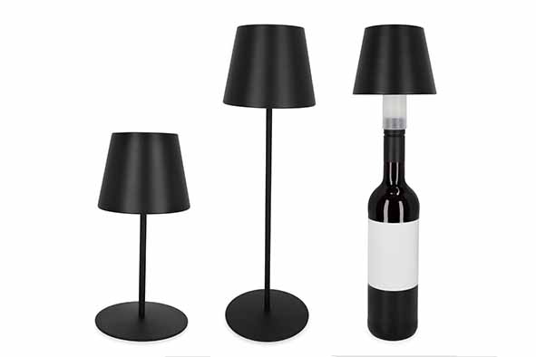 Set van 2 tafellampen voor wijnfles zwart-wit 51 x 13 x 10,5 cm