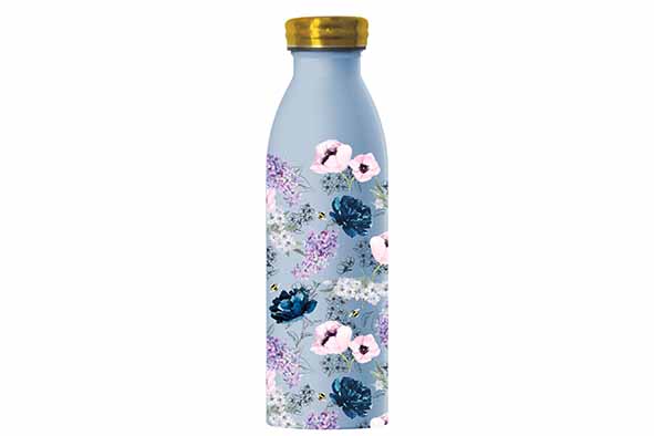 Bridgerton drinkfles, 460 ml, roestvrij staal, lichtblauw, 7,5 x 7,5 x 24,5 cm