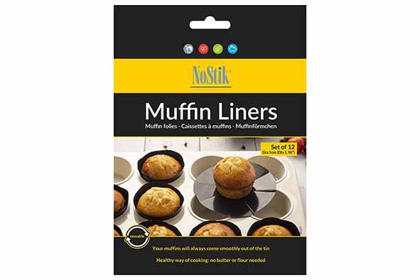 Set van 12 muffinpapiertjes 5,5 x 5,5 cm zwart teflon