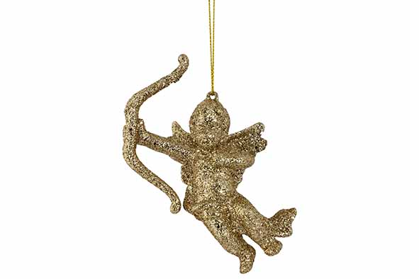 Suspension Cupido glitter doré 10 x 4 x 11 cm plastique
