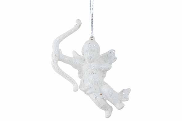 Hanger Cupido glitter white 10 x 4 x 11 cm synthetic