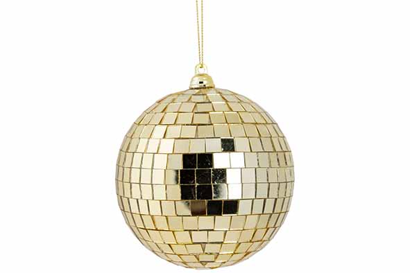 Boule disco doré, 10 cm, plastique