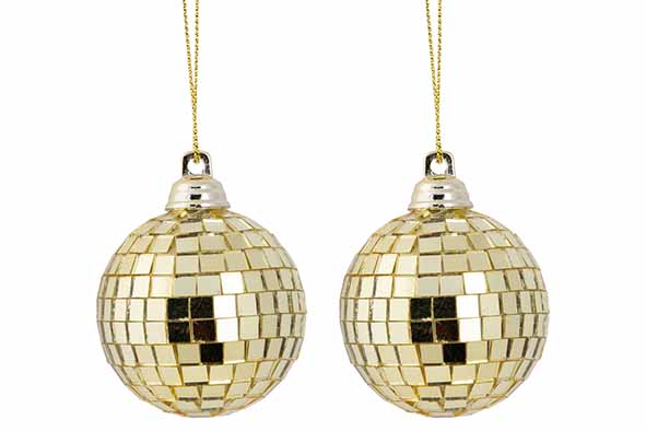Lot de 2 boules disco doré, 5 x 5 x 5 cm
