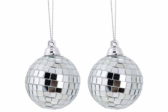 Ball Disco Silber 2er-Set 5 x 5 x 5 cm Kunststoff