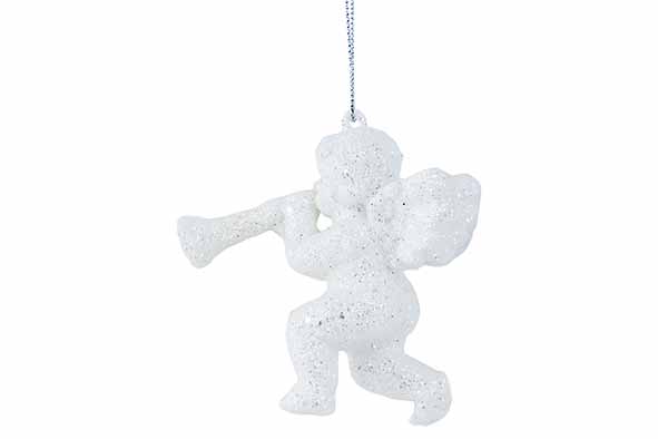 Angel hanger Trumpet glitter white 8 x 4 x 8 cm synthetic