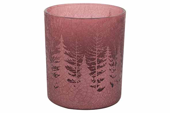 Theelichthouder Cracke Trees bordeaux, glas, 9 x 9 x 10 cm