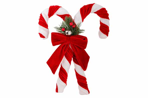 Hanger Candy Canes rood-wit, fluweel, 23 x 6,5 x 27 cm