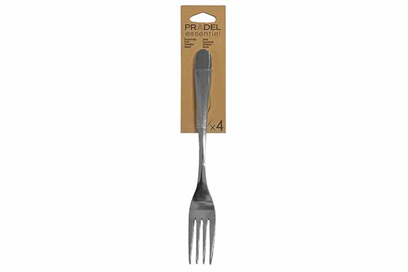 Essentiel Ondine tafelvork set van 4, roestvrij staal, zilver, 23,2 x 4,4 x 3 cm