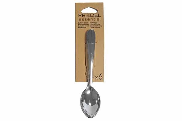 Pradel Essentiel Ondine koffielepel zilver set van 6 roestvrij staal 18/0