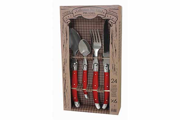 Rustic bestekset 24-delig, rood