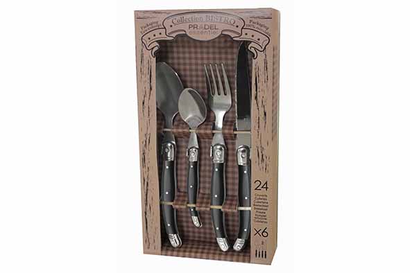 Rustic bestekset 24 stuks, grijs, parel